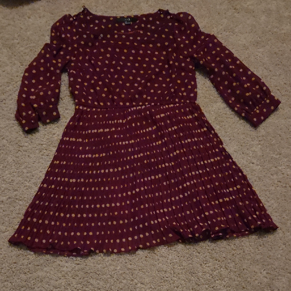 Polka Dot Dress - Maroon and Gold